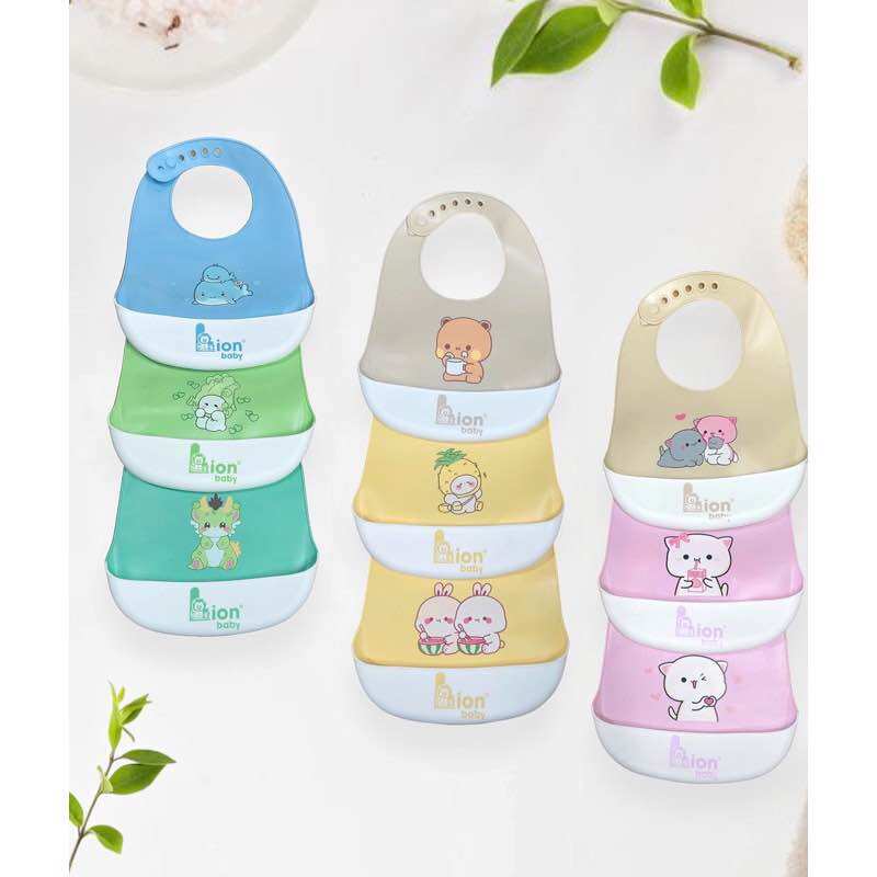 Yếm ăn dặm LiOn silicon có máng siêu mềm