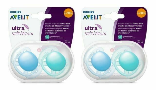 Set 2 ty ngậm avent ultra soft xanh 6-18m