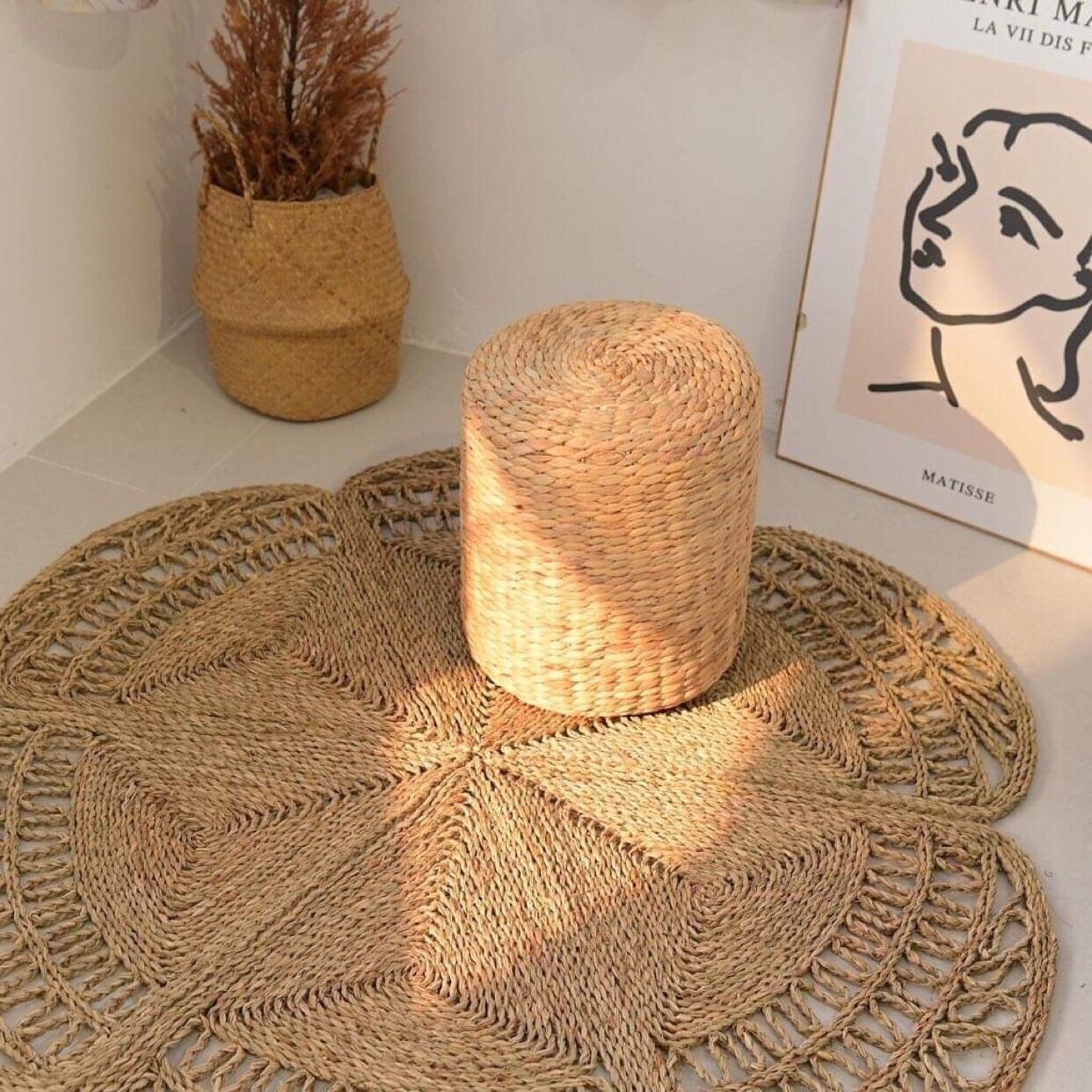 Thảm cói hoa 120cm