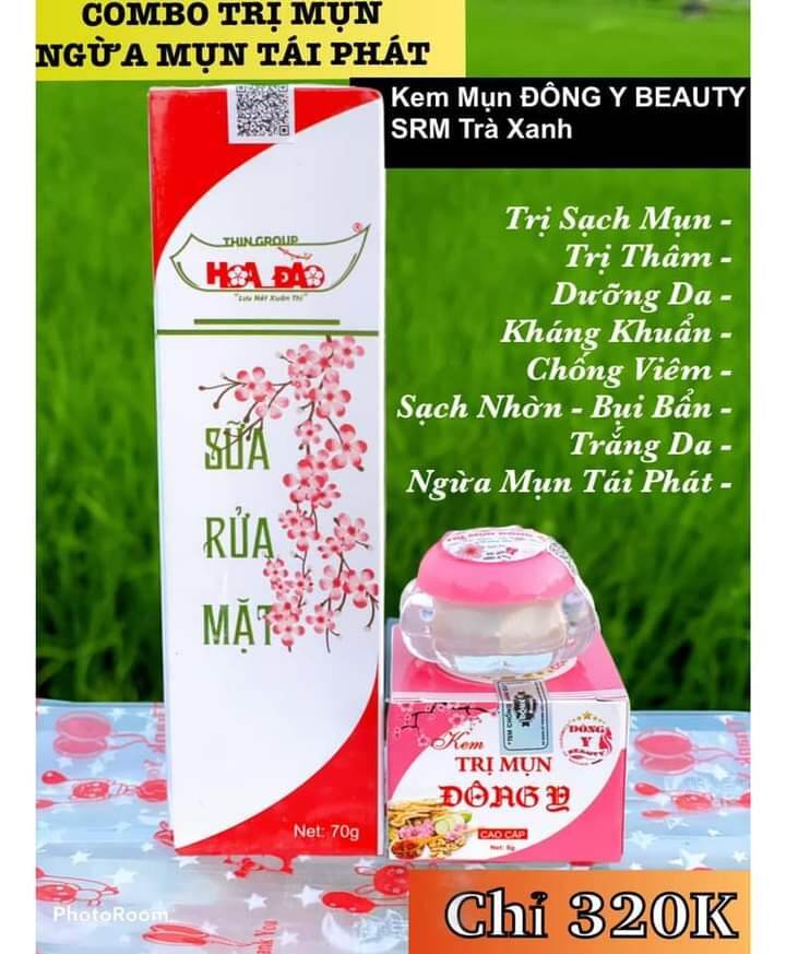 Combo kem mụn + sữa rửa mặt Hoa Đào
