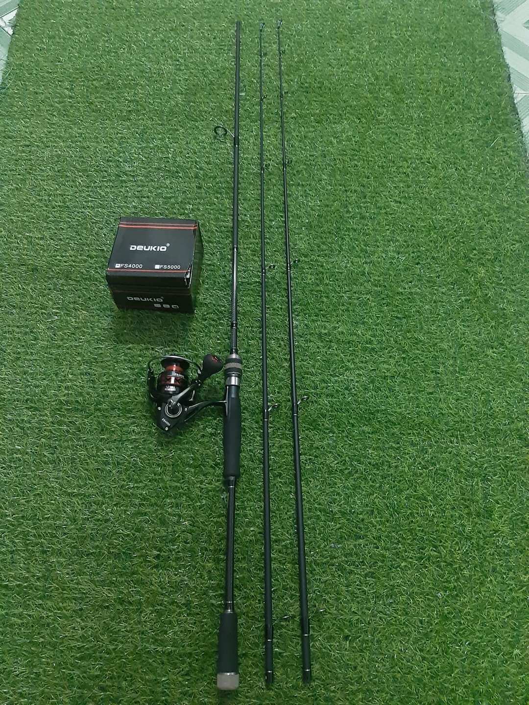 Combo cần máy lure bạo lực hunting black siêu bạo lực 2 ngọn m và mh - kết hợp với máy deukio fs 4000