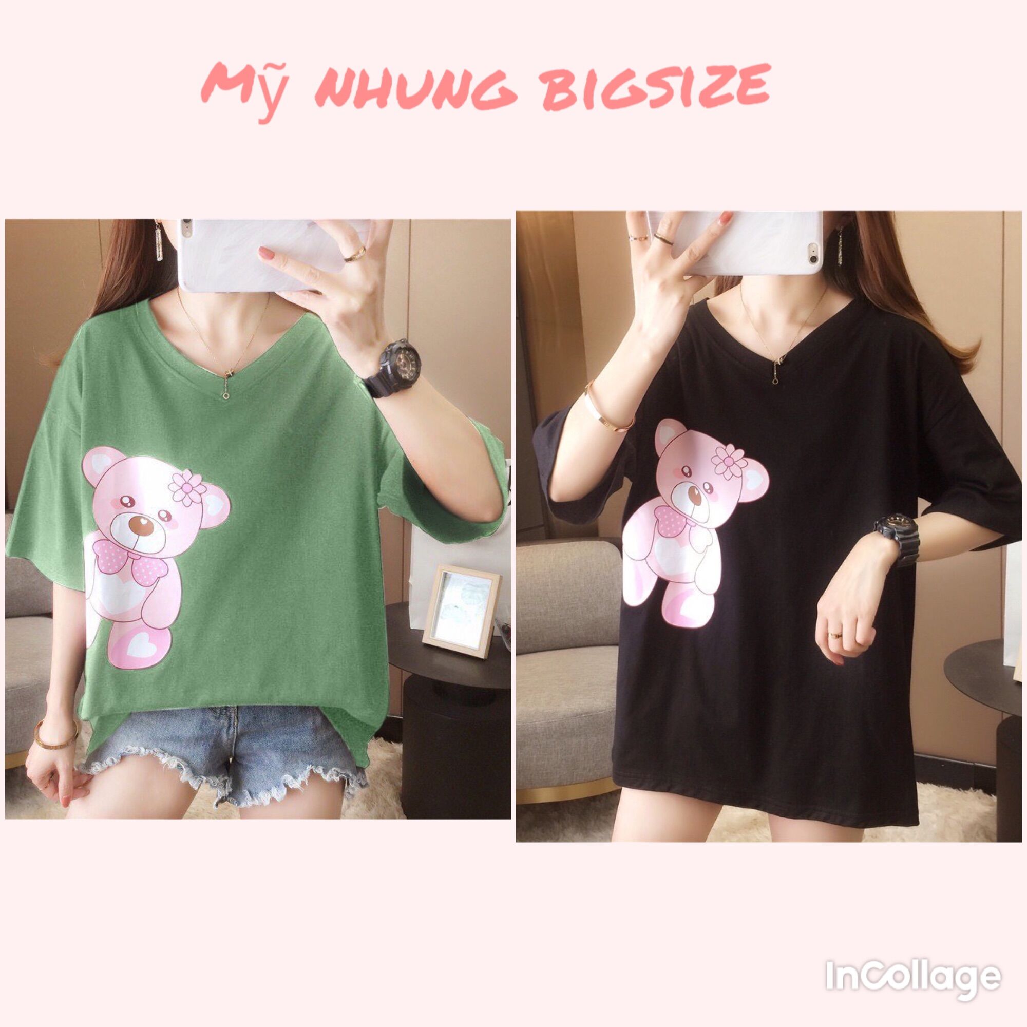Áo thun phom dài bigsize in gấu siêu đẽ thương 68kg đến 95kg