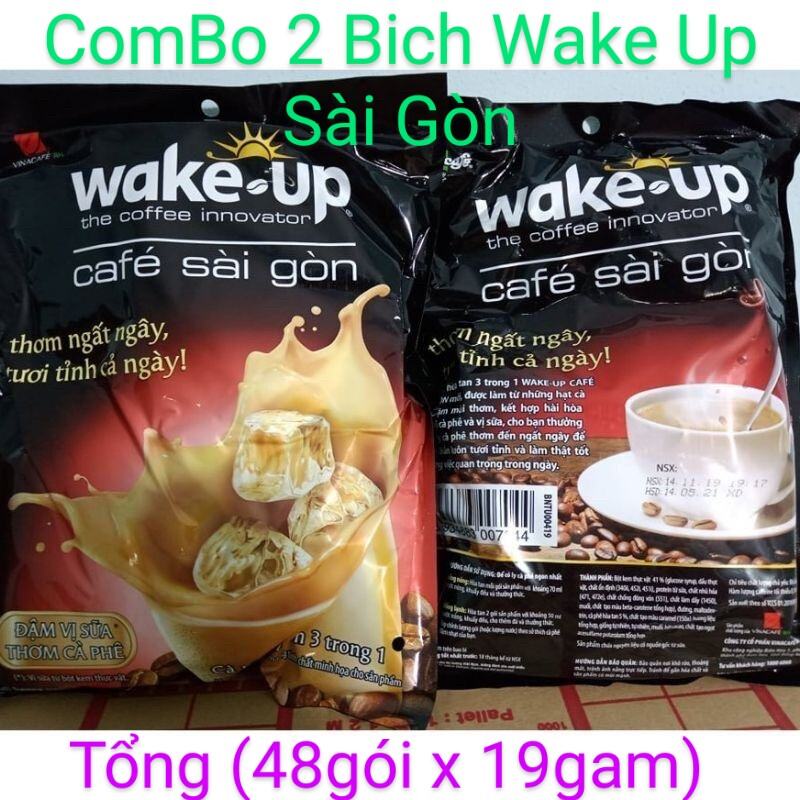 Cà Phê Wake Up Sài Gòn Thơm Ngon Combo 2 Bịch  48gói x 29g DATE MỚI