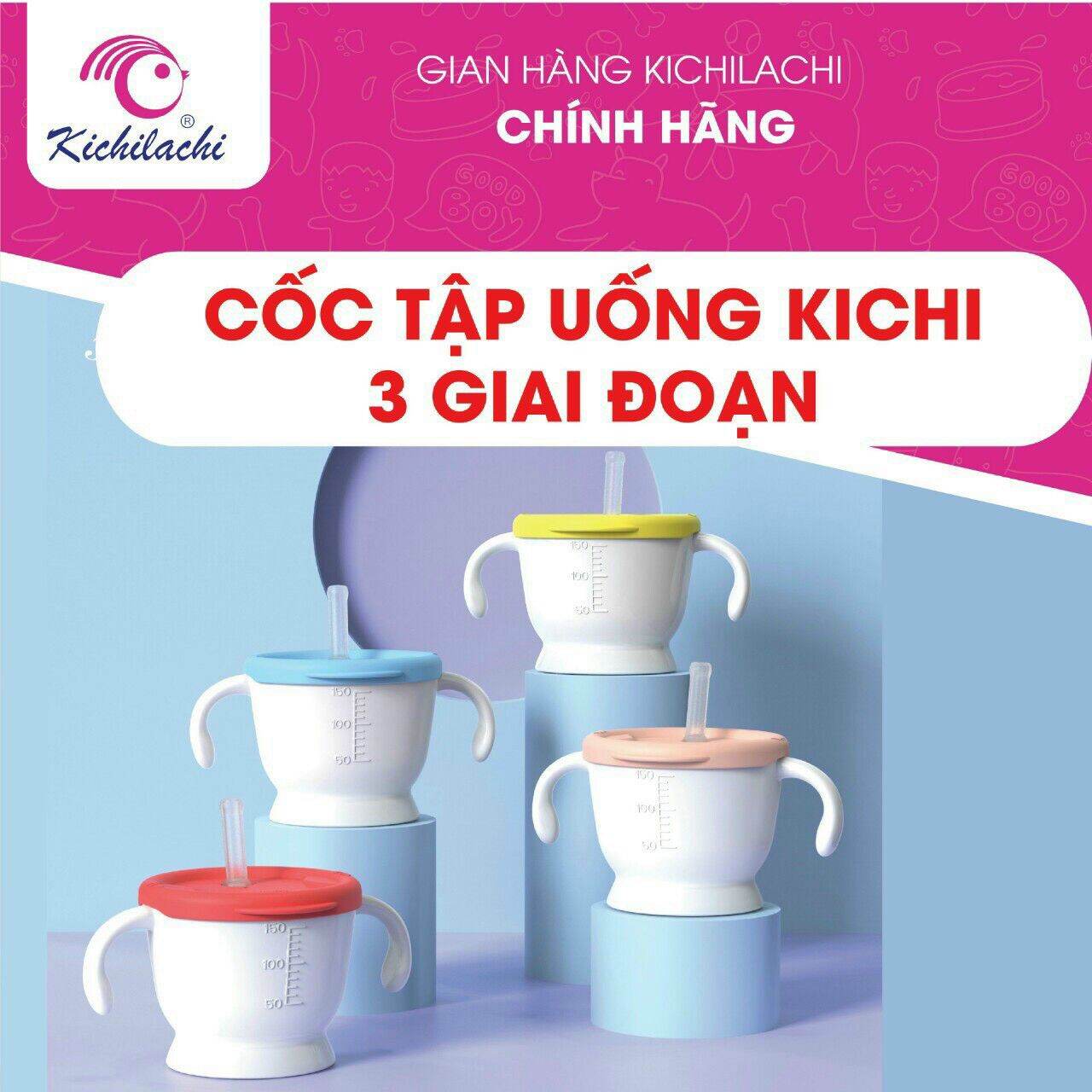 Cốc tập uống kichilachi 3 giai đoạn