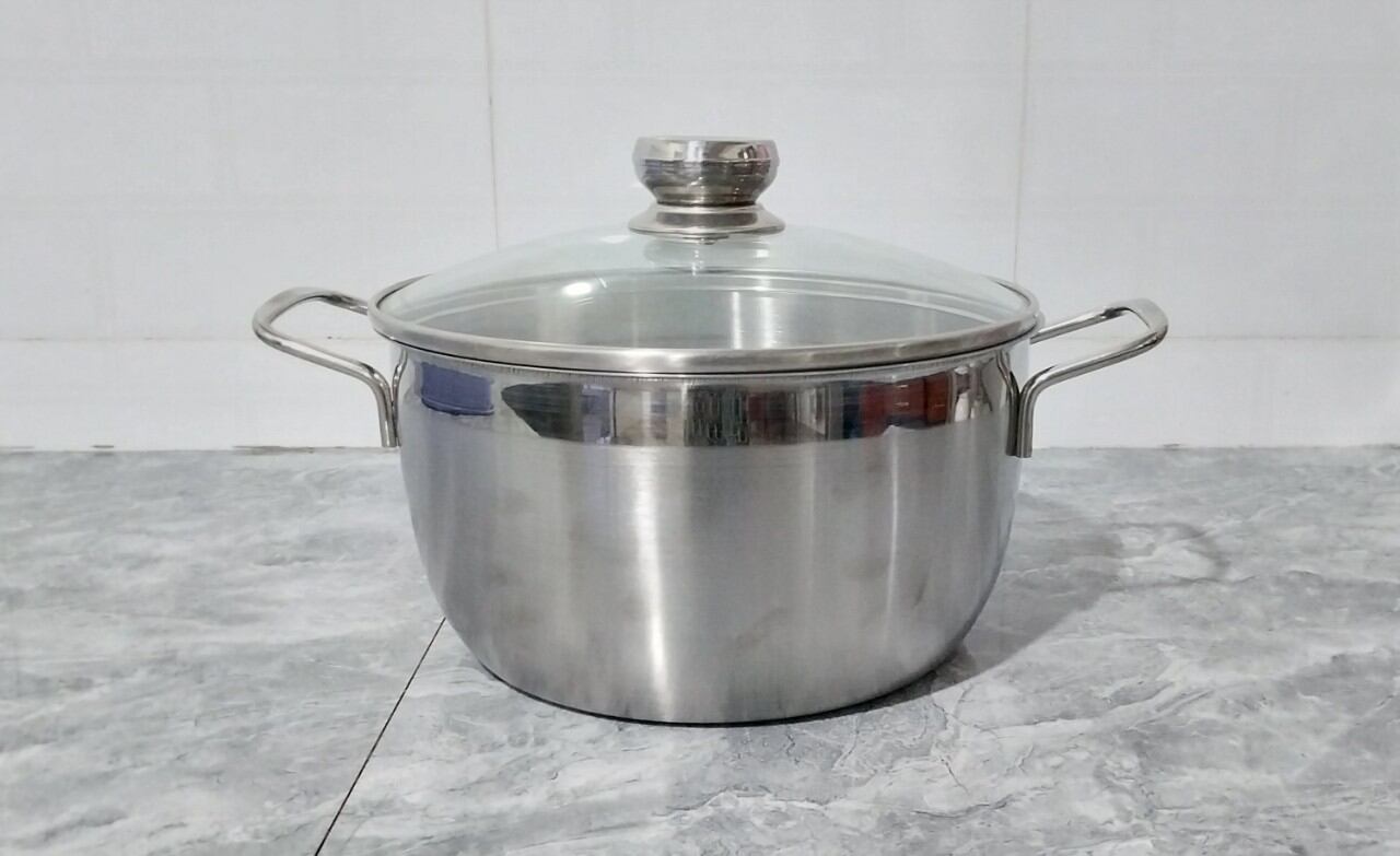 Nồi 24 _ 1 đáy inox 430 _ côn/ thẳng nắp kính cm