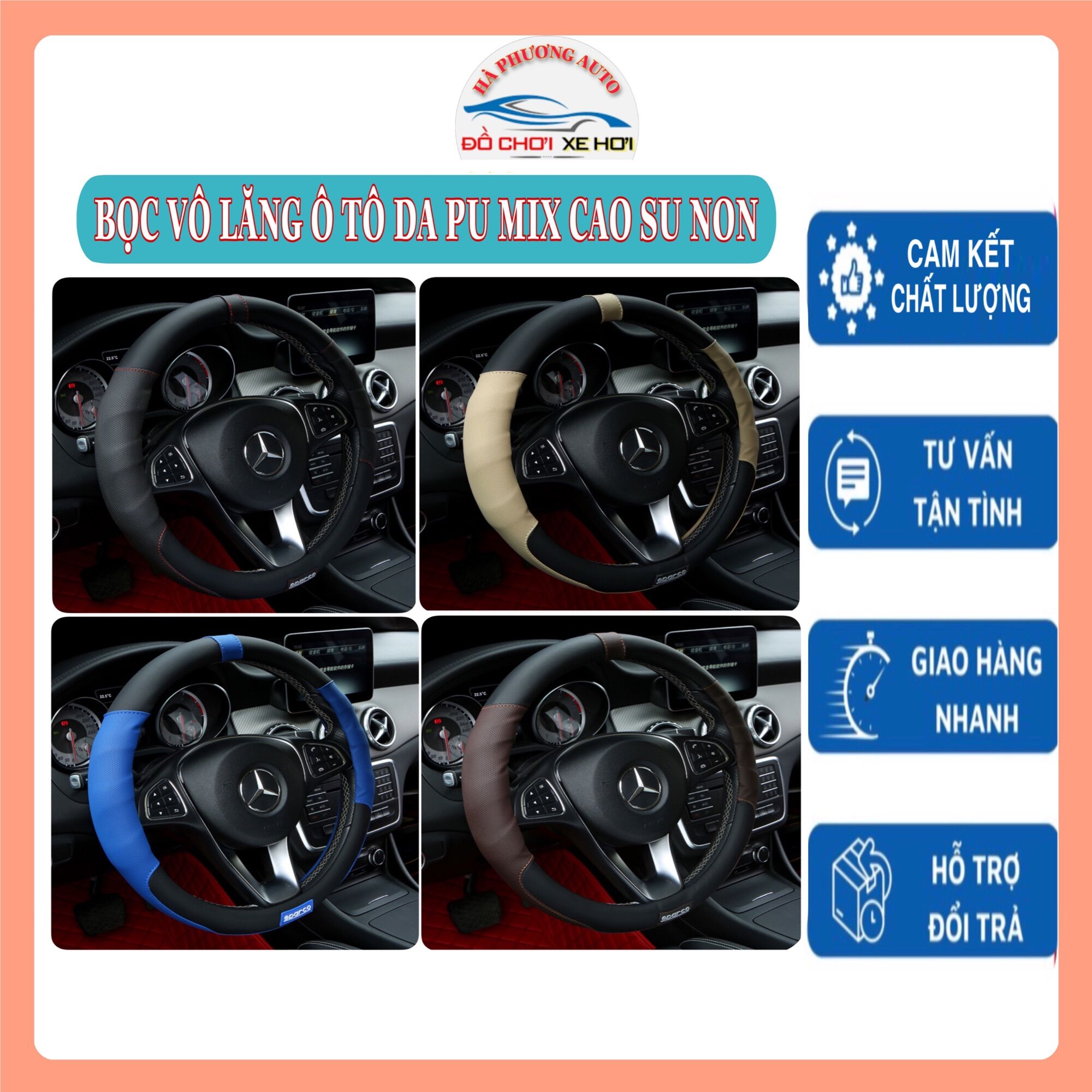 Bọc vô lăng bao tay lái ô tô xe hơi đường kính 38cm phù hợp xe 4,5,7 chỗ bán tải