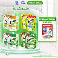 COMBO 2 Nước rửa chén Sunlight Thiên Nhiên Túi 3.3kg & Chanh Túi 3.5kg | Công nghệ Rhamno Clean | Đánh bay dầu mỡ ngay cả trên đồ nhựa