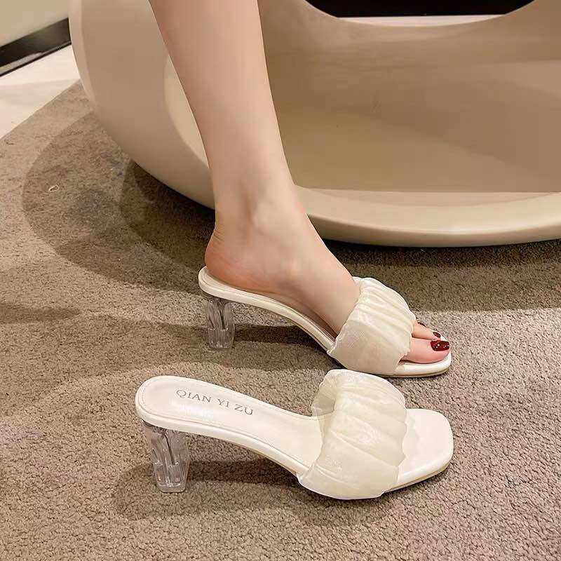 Guốc dép đế meka cao 7 phân quai bèo nhún siêu đẹp E13ren 7p