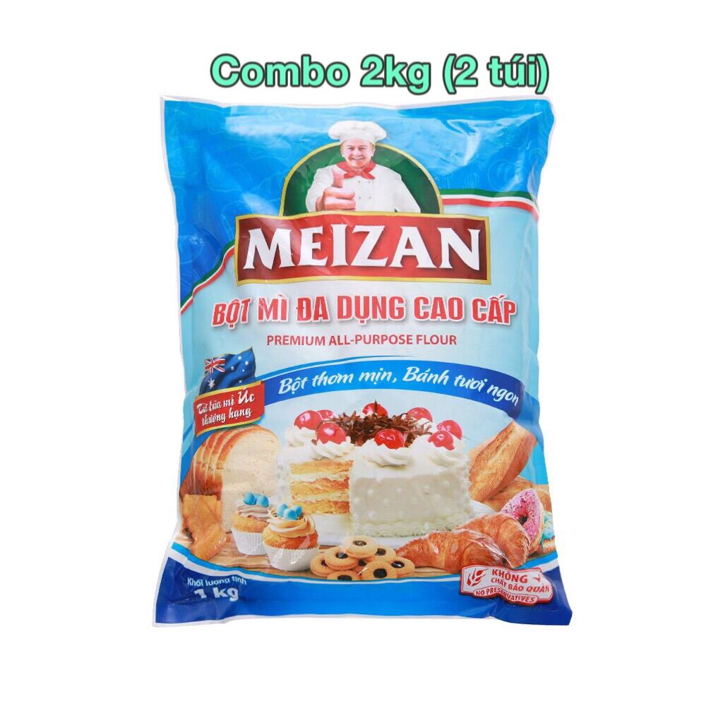 Combo 2kg BỘT MÌ đa dụng MEIZAN làm từ lúa mỳ hảo hạng