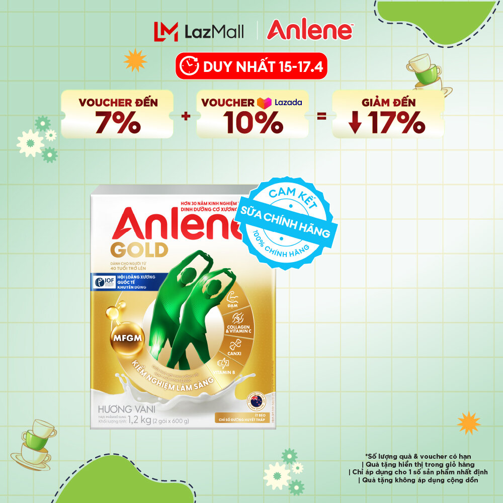 [Voucher giảm đến 26%]Sữa Bột Anlene Gold Hương Vani 1.2Kg