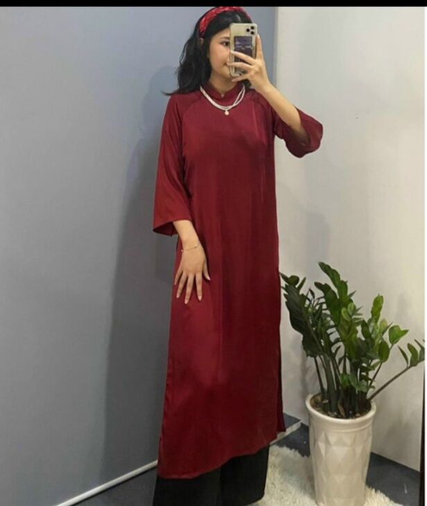 áo dài dáng xuông lụa tây thi kèm quần 219k