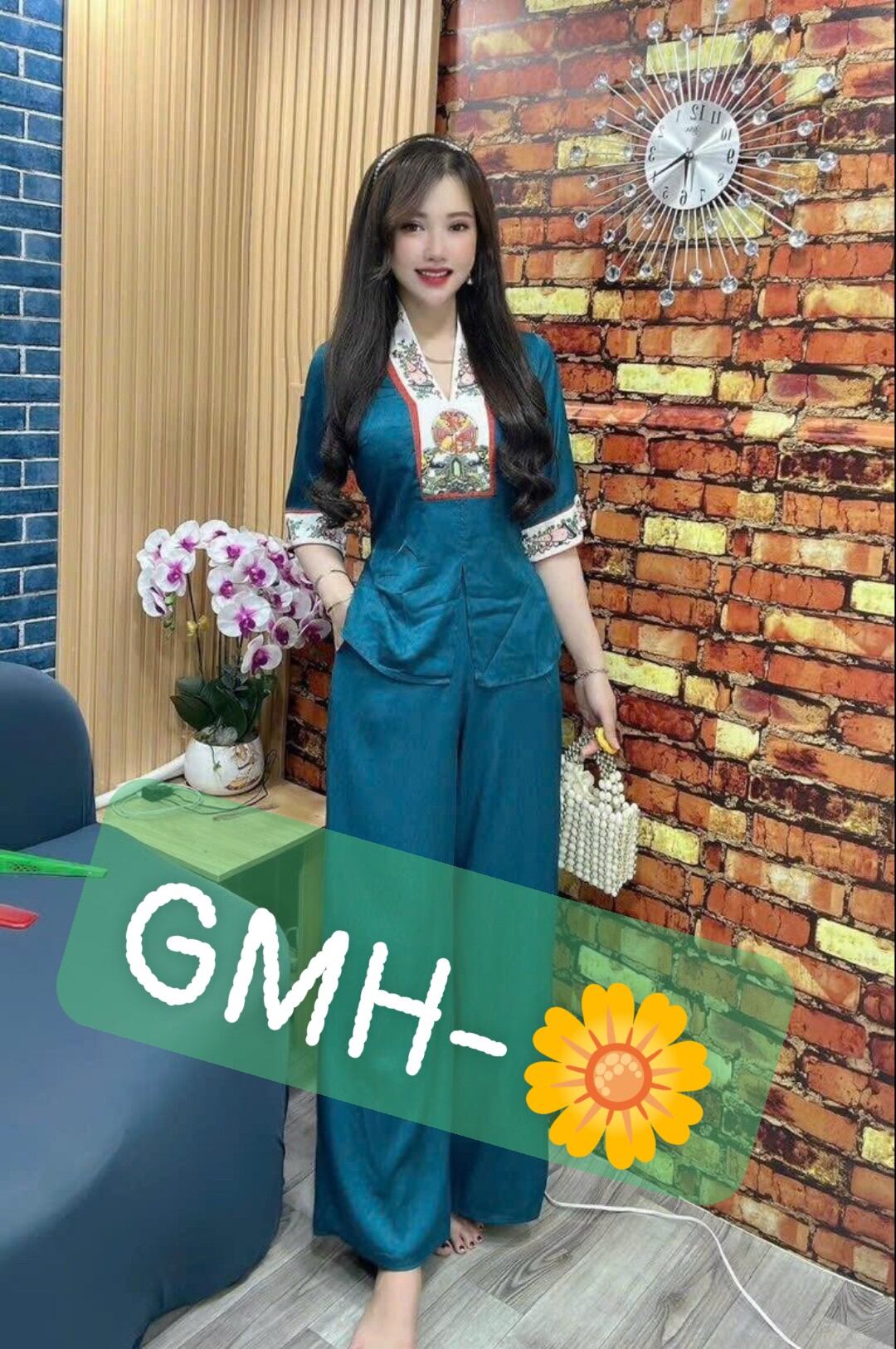 Đồ lam đi chùa # bộ lụa gấm lãnh # quần áo nữ