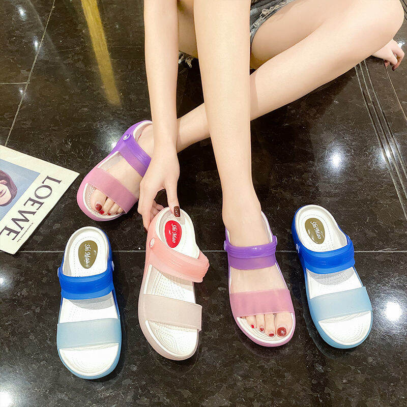 Giày Sandal Xỏ Ngón Hở Mũi Thường Ngày Cho Nữ Giày Mùa Hè Thoải Mái Với Thiết Kế Khối Màu Đa Năng Với Gót Bằng Lý Tưởng Cho Những Chuyến Đi Đi Biển