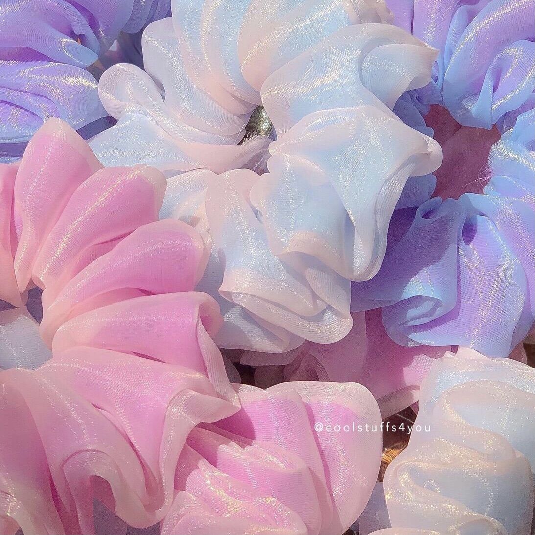 Buộc Tóc Scrunchies Thiết Kế 2 Lớp Vải Voan Phồng Tone Màu Ngọt Ngào🍬2 Size