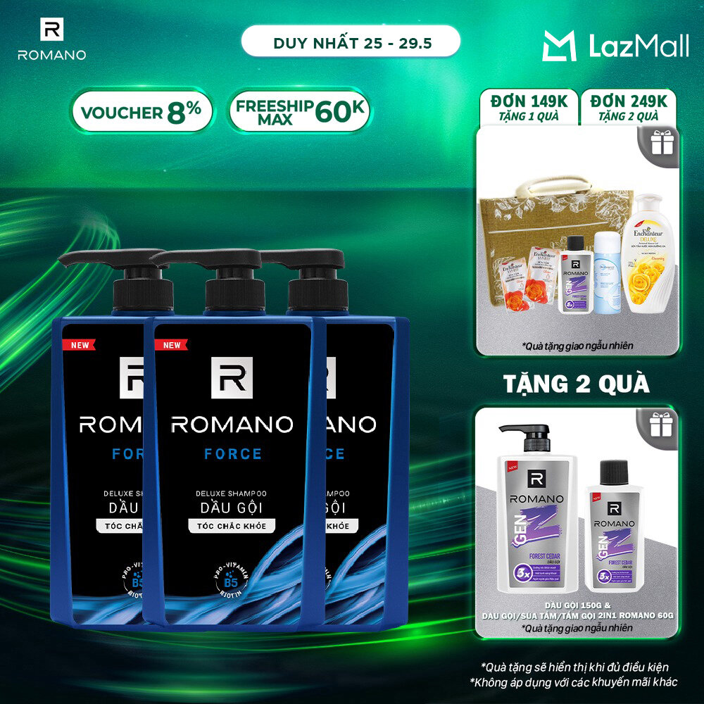 Combo 3 Dầu gội Romano 650g/chai