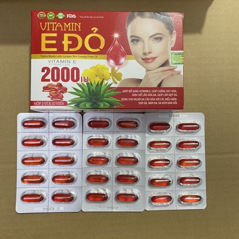 Viên uống trắng da mờ nám Vitamin E đỏ 2000iu - Vitamin E đỏ Natura Beauty Lady Lycopen Skin - Vitamin E400iu