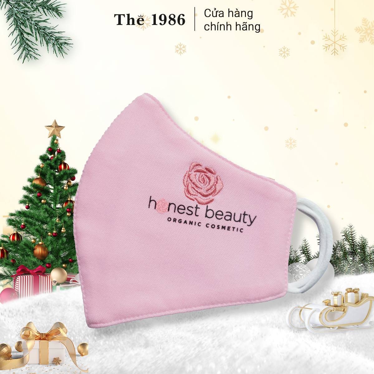 Khẩu trang vải cao cấp màu hồng Honest