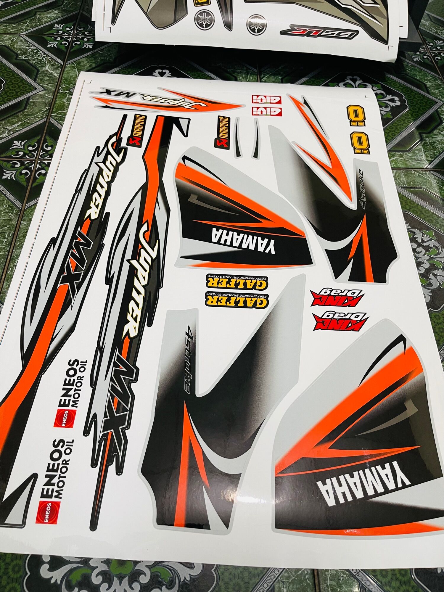 Tem rời Jupiter Mx cam dán xe bạc đen không bay màu