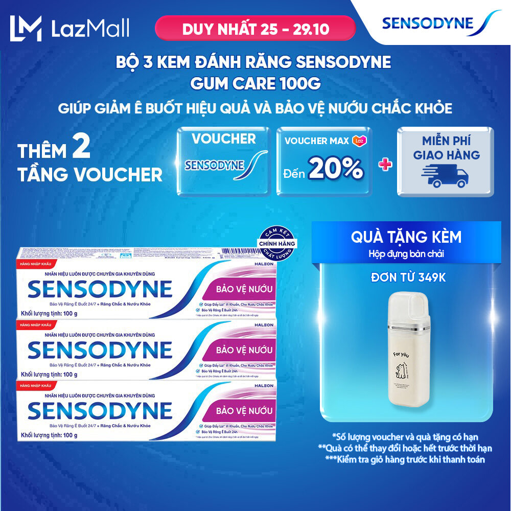 Bộ 3 Kem đánh răng SENSODYNE Gum Care 100g giúp giảm ê buốt và bảo vệ nướu chắc khỏe