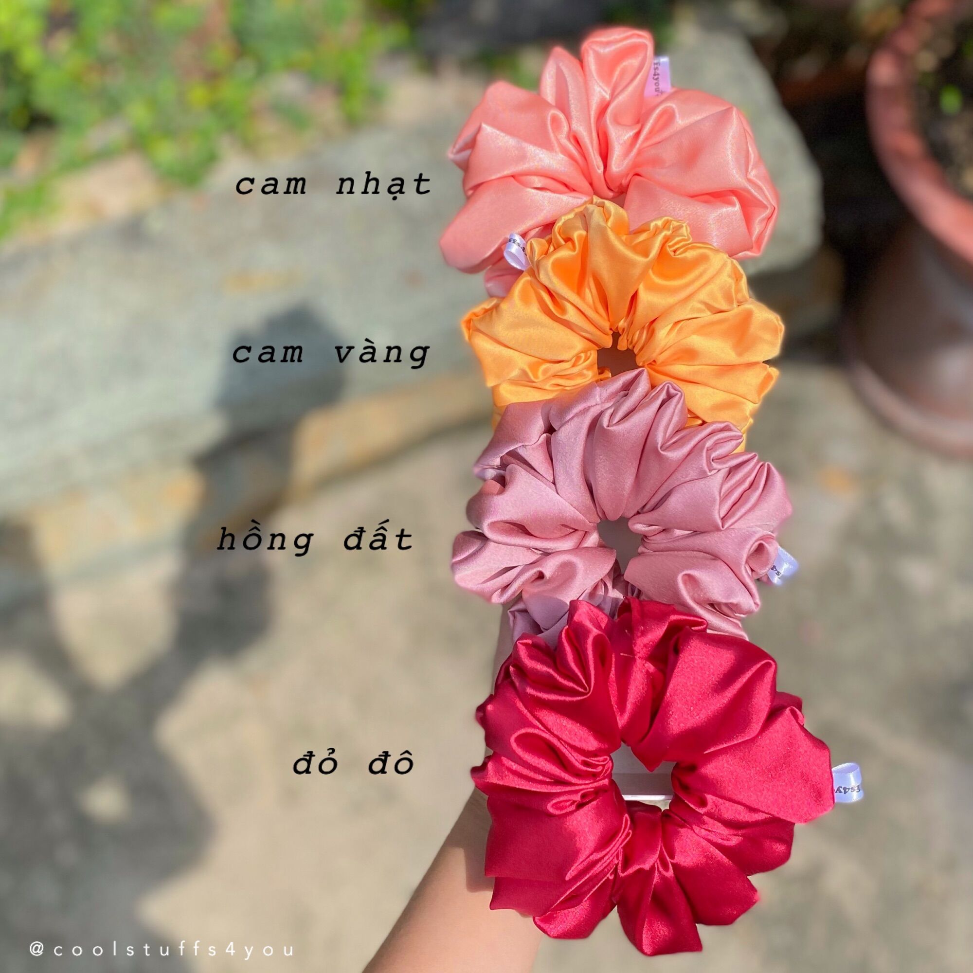 Buộc Tóc Scrunchies Lụa Mềm Mịn Size Trung {Bảng Màu Lụa Size Trung}