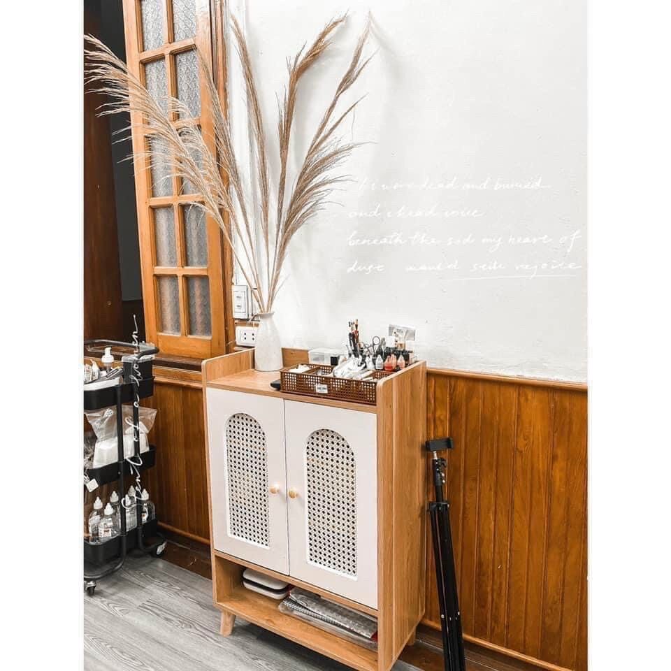 Tủ Để Giày Gỗ Cửa Mây Decor Kệ Đựng Dép Đa Năng