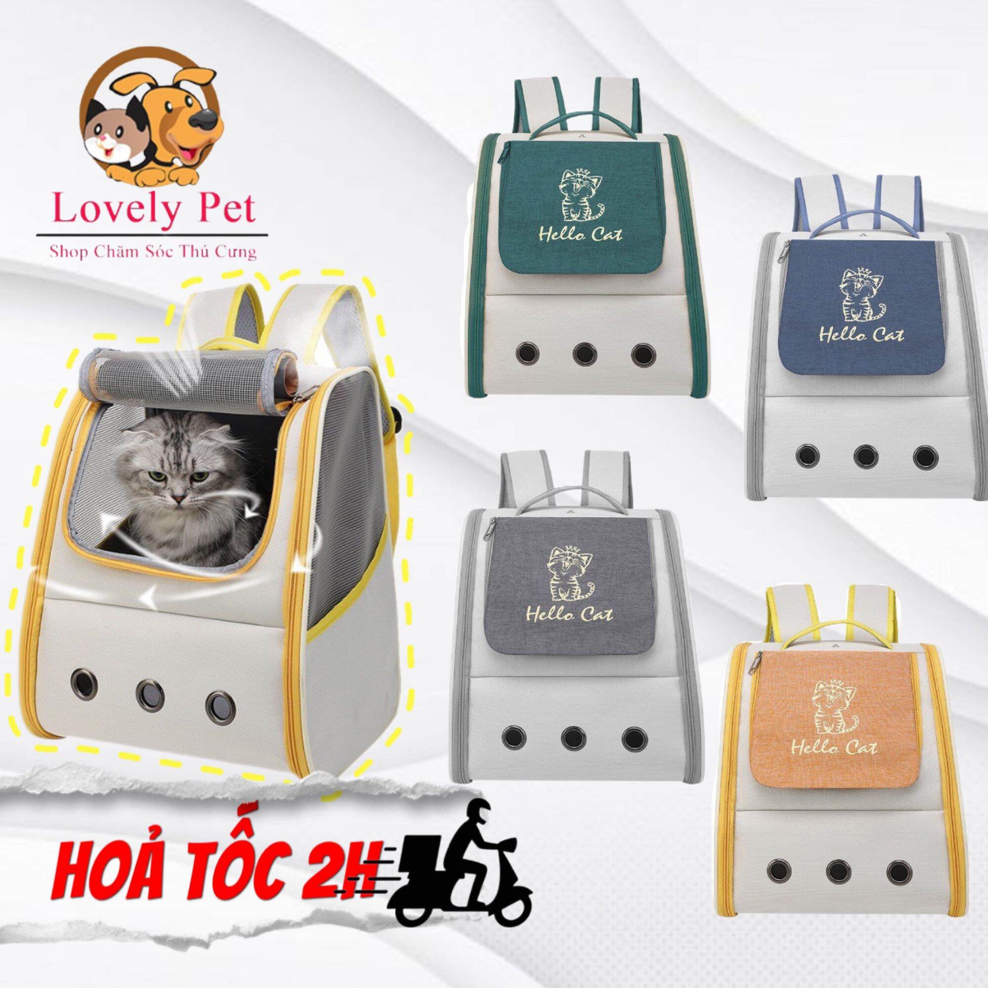 Balo duy chuyển chó mèo size lớn, balo Hello Cat