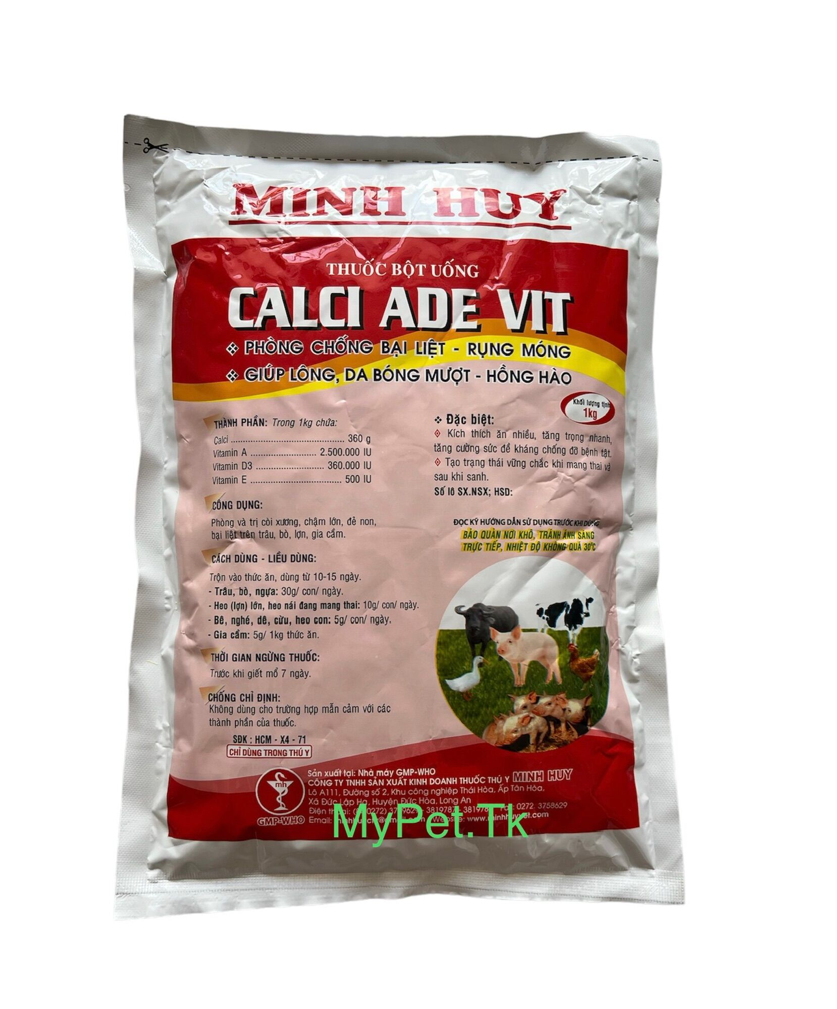 Calci and Vitamin A, D, E for Poultry Cattle and Other Pets Dog Cat1Kg