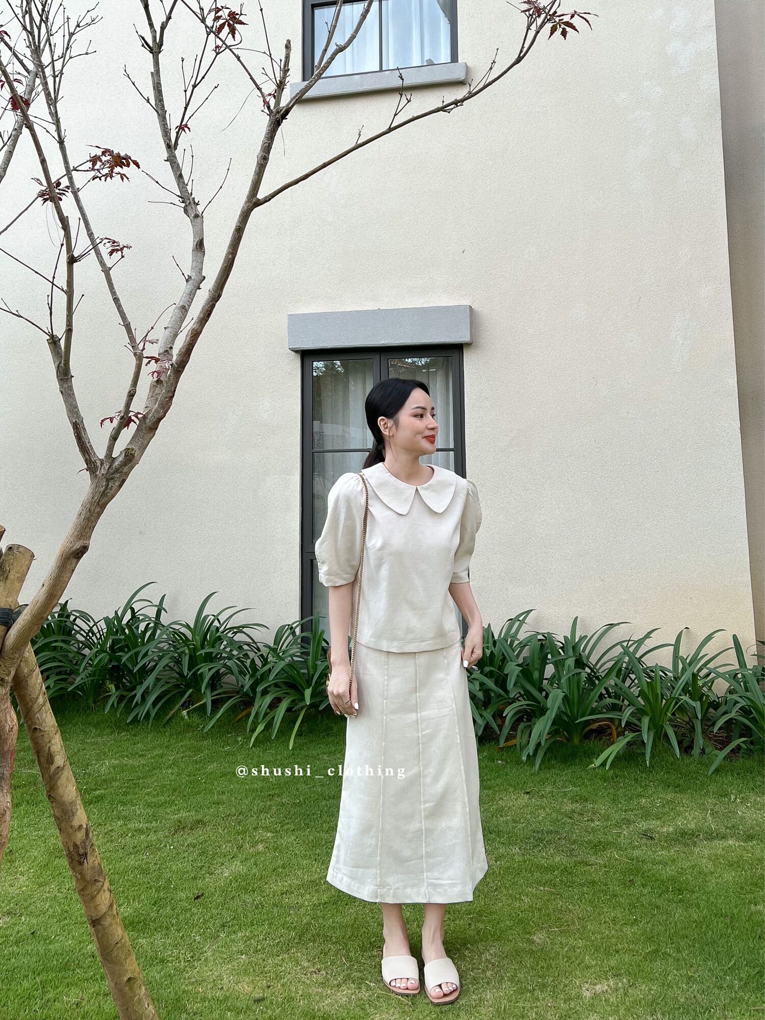 Chalin Set - Set Linen Cổ Sen ( ảnh chính chủ )