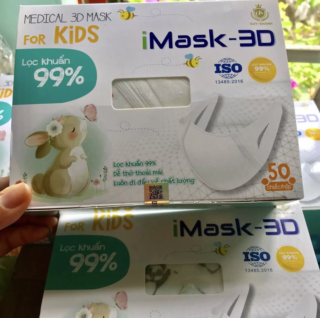 1 hộp 50 chiếc khẩu trang y tế trẻ em 3D