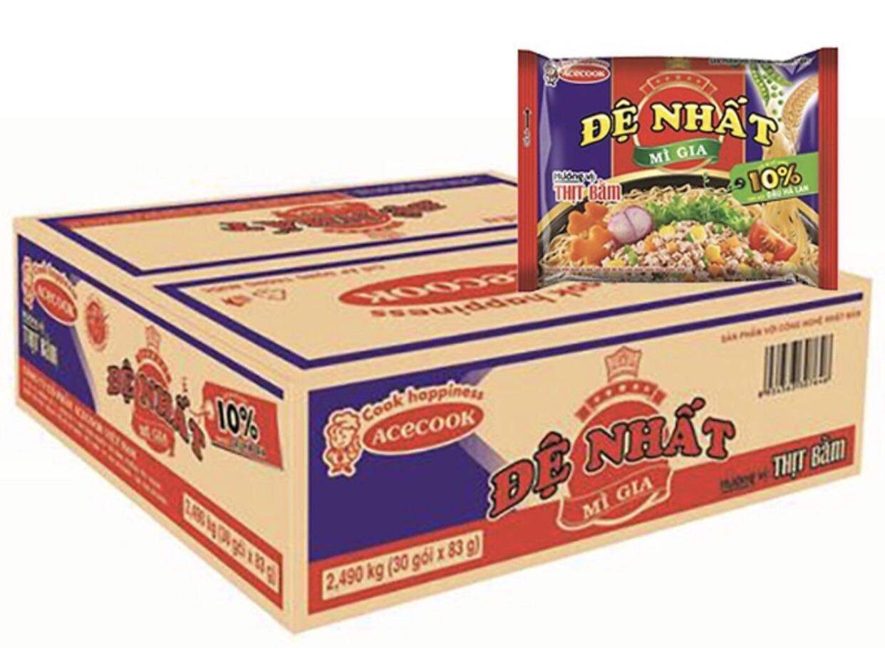 Thùng 30 gói mì Đệ Nhất thịt bằm 82g