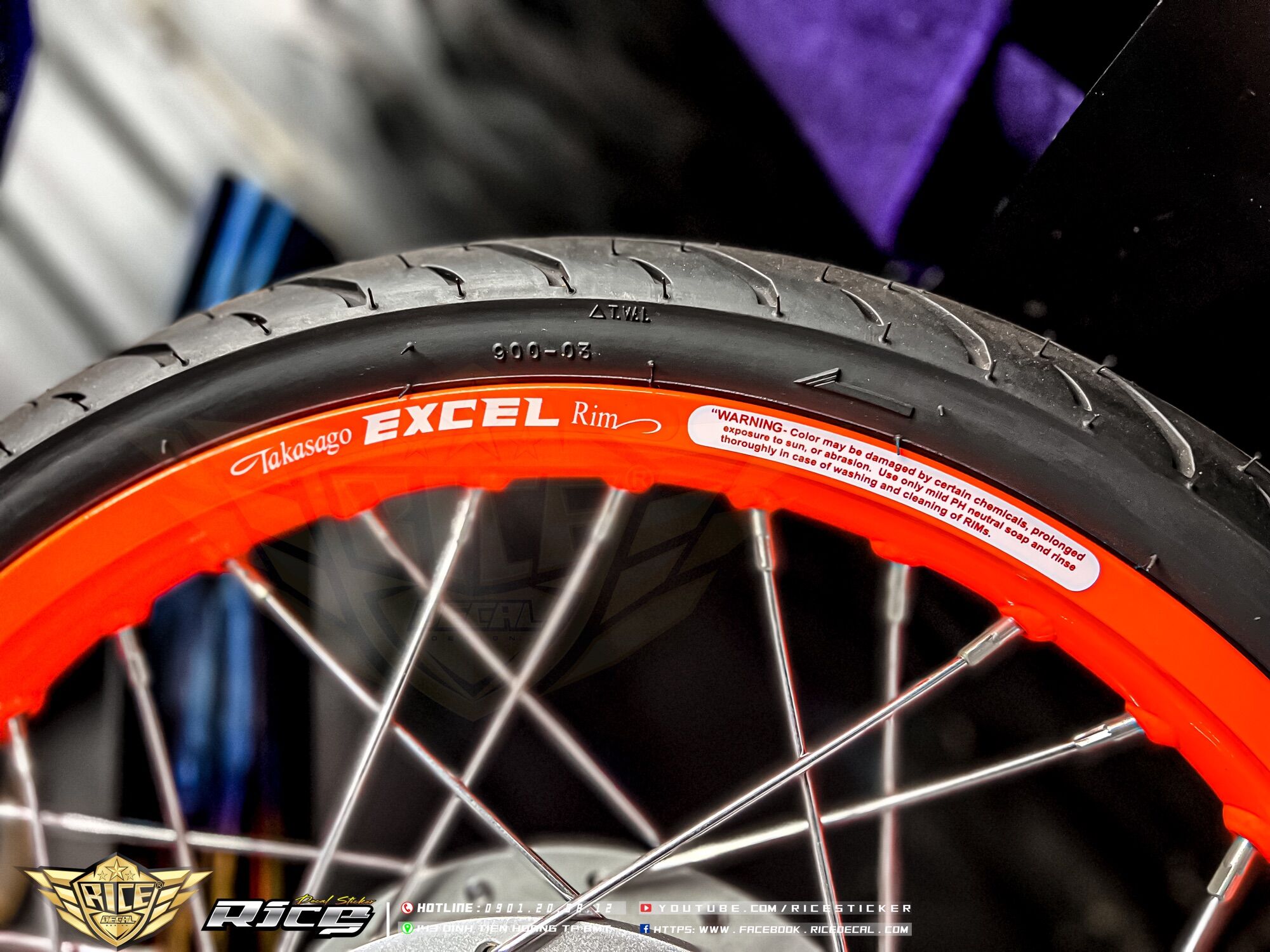 Tem dán niềng Trong suốt UV Excel 8 miến dán ( Rim Asia ) Ricedecal®️
