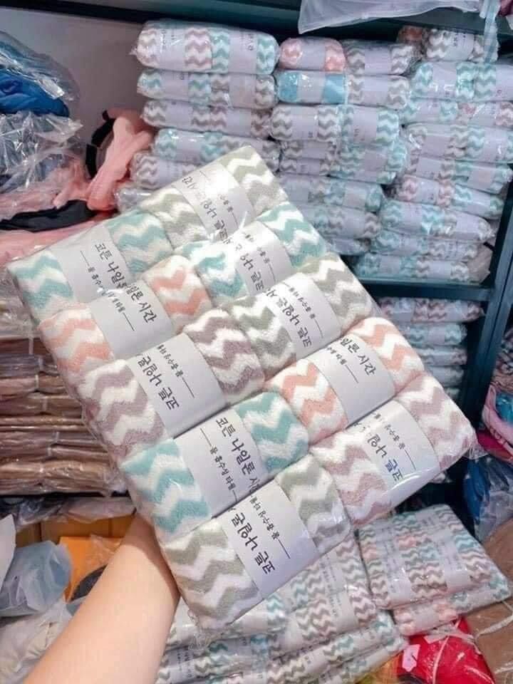 Khăn mặt kẻ Hàn Quốc mềm mịn