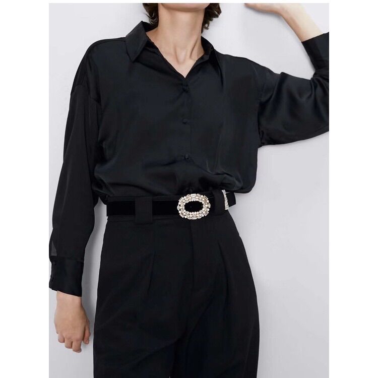 Áo zara sơ mi lụa trơn sang đẹp at7smg59n8