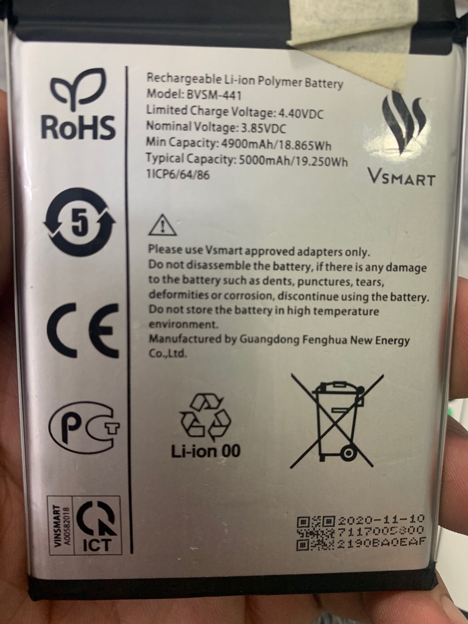 Pin vsmart joy 4 zin bóc máy