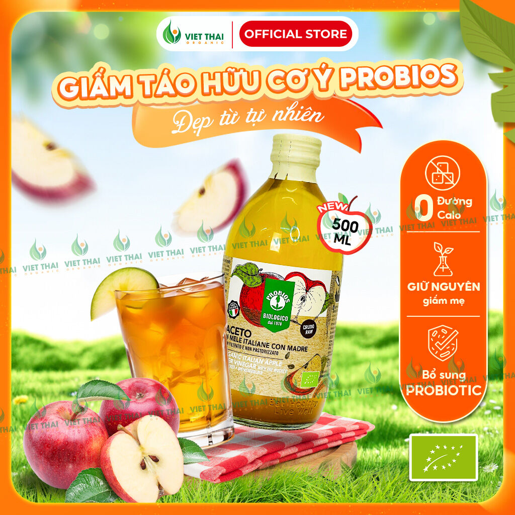 [QUÀ HỜI 0Đ] Giấm Táo Detox Probios Có Giấm Cái - Dấm Táo Nguyên ChấtHữu Cơ Ý Eatclean Việt Thái Organic