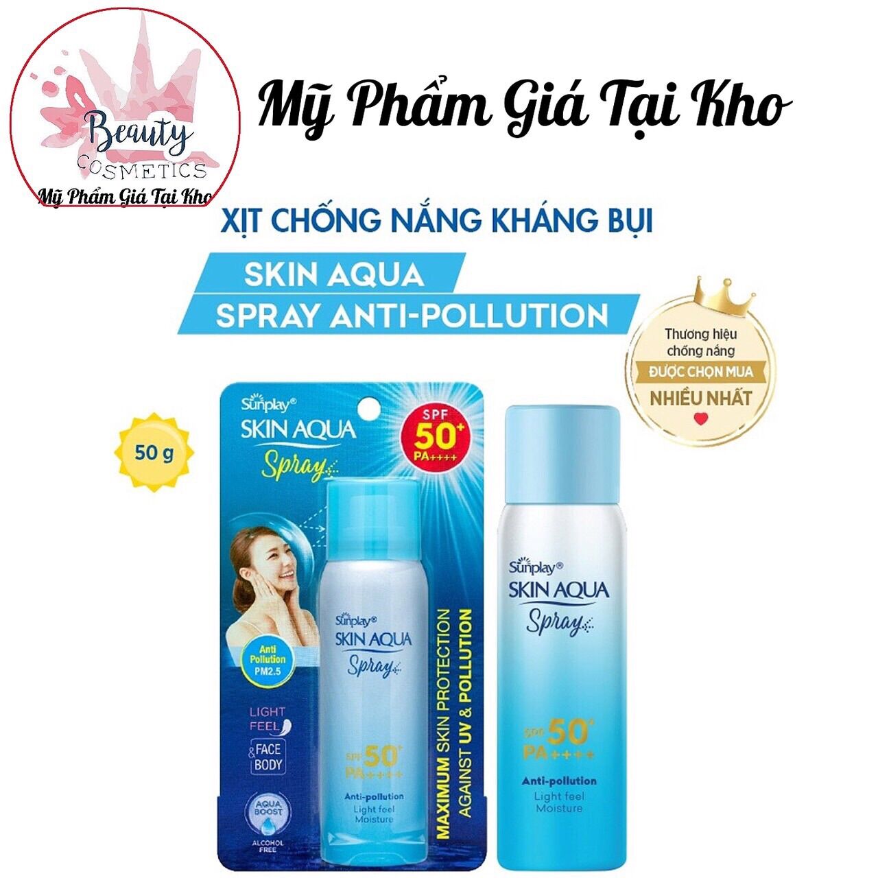 Xịt chống nắng kháng bụi sunplay skin aqua anti pollution spray spf50+ pa++++ 50g