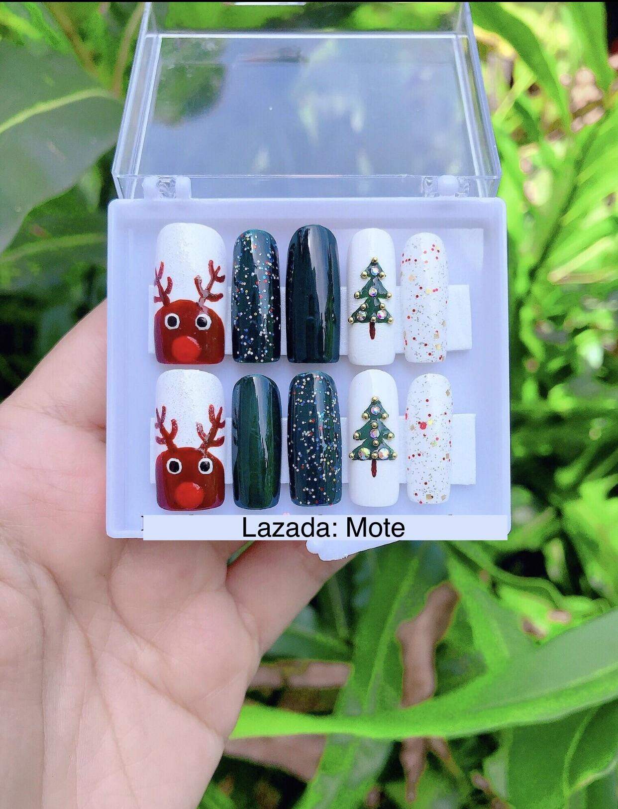 Nailbox Tay thiết kế Noel-giáng sinh 3- tặng keo và dũa