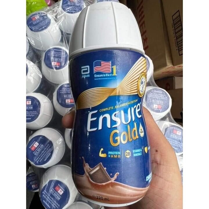 Sữa Ensure Gold  Mỹ dạng nước thùng 24 chai 220ml vị socola chocolate Date 12/23