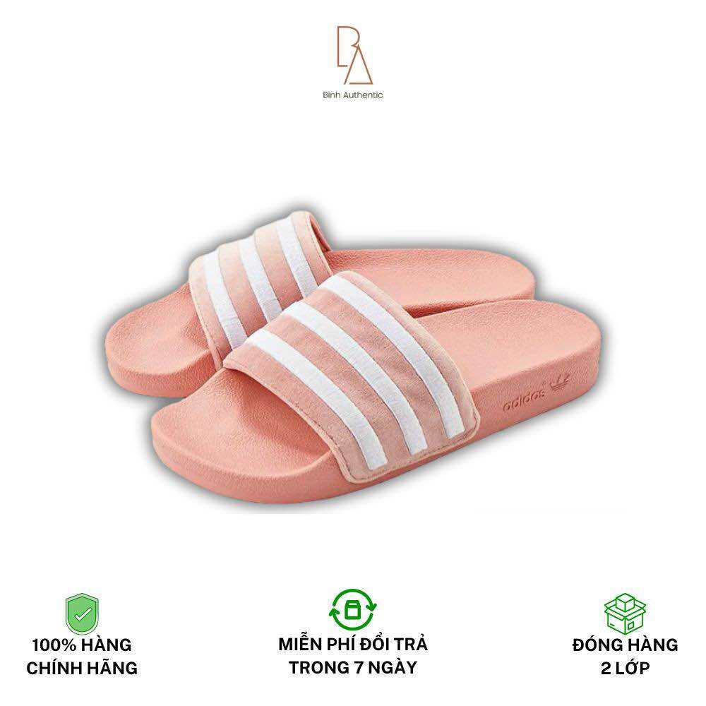 Chính Hãng Dép Adidas Adilette quai ngang nữ Hồng quai nhung GX3372 shop Binh Authentic