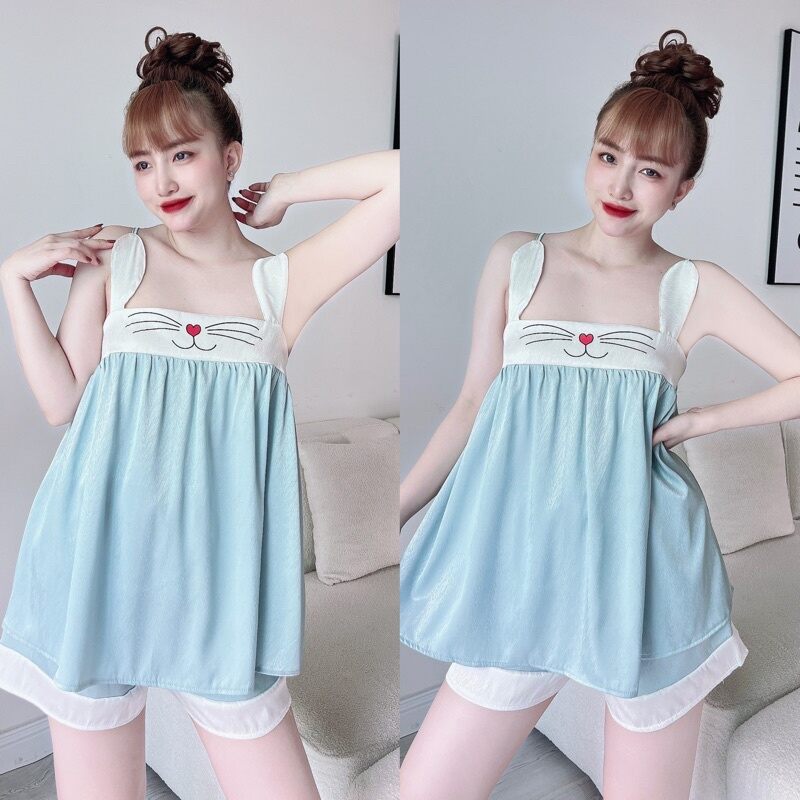 Women's Cute 2-Piece Pajamas for Home Wear, High-Quality Pajamas Made of Soft and Cool Silk