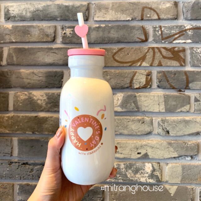 |chính hãng| bình thuỷ tinh starbucks valentine so cute 16oz