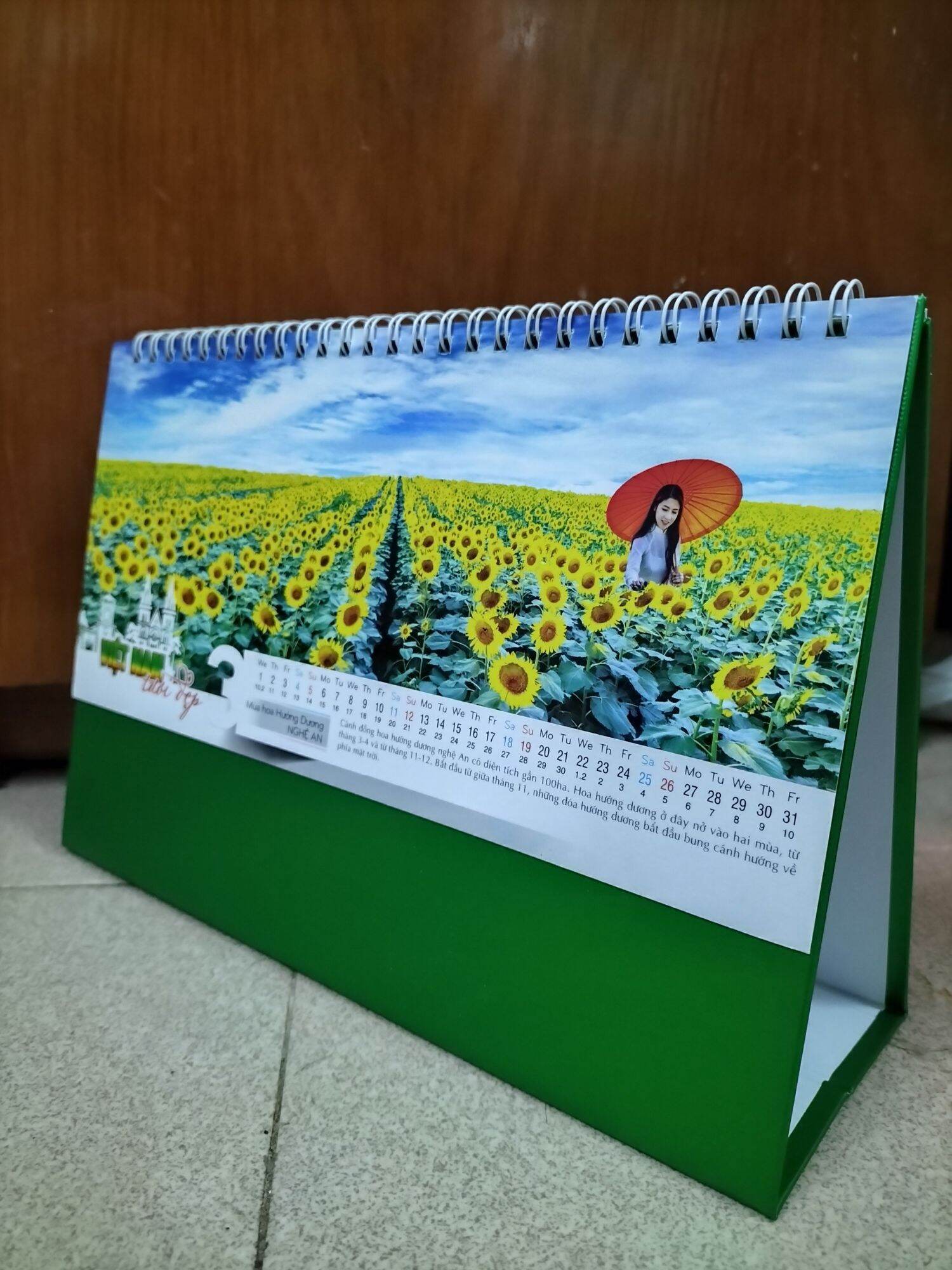 Lịch để bàn 2024 đế xanh mẫu ngẫu nhiên 16.5*25cm