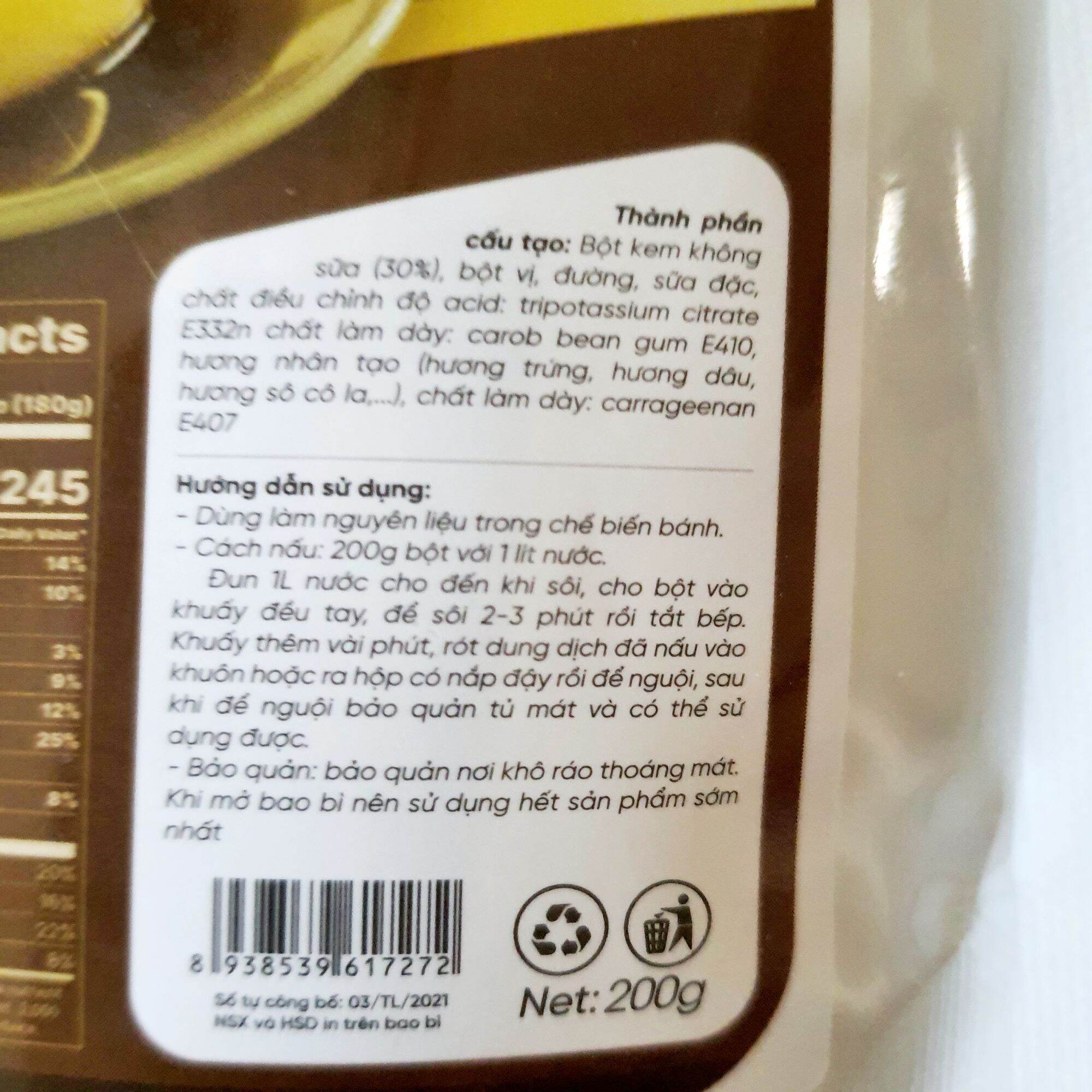 Bột pudding trứng Trường Lạc 200g làm 10-15 bát