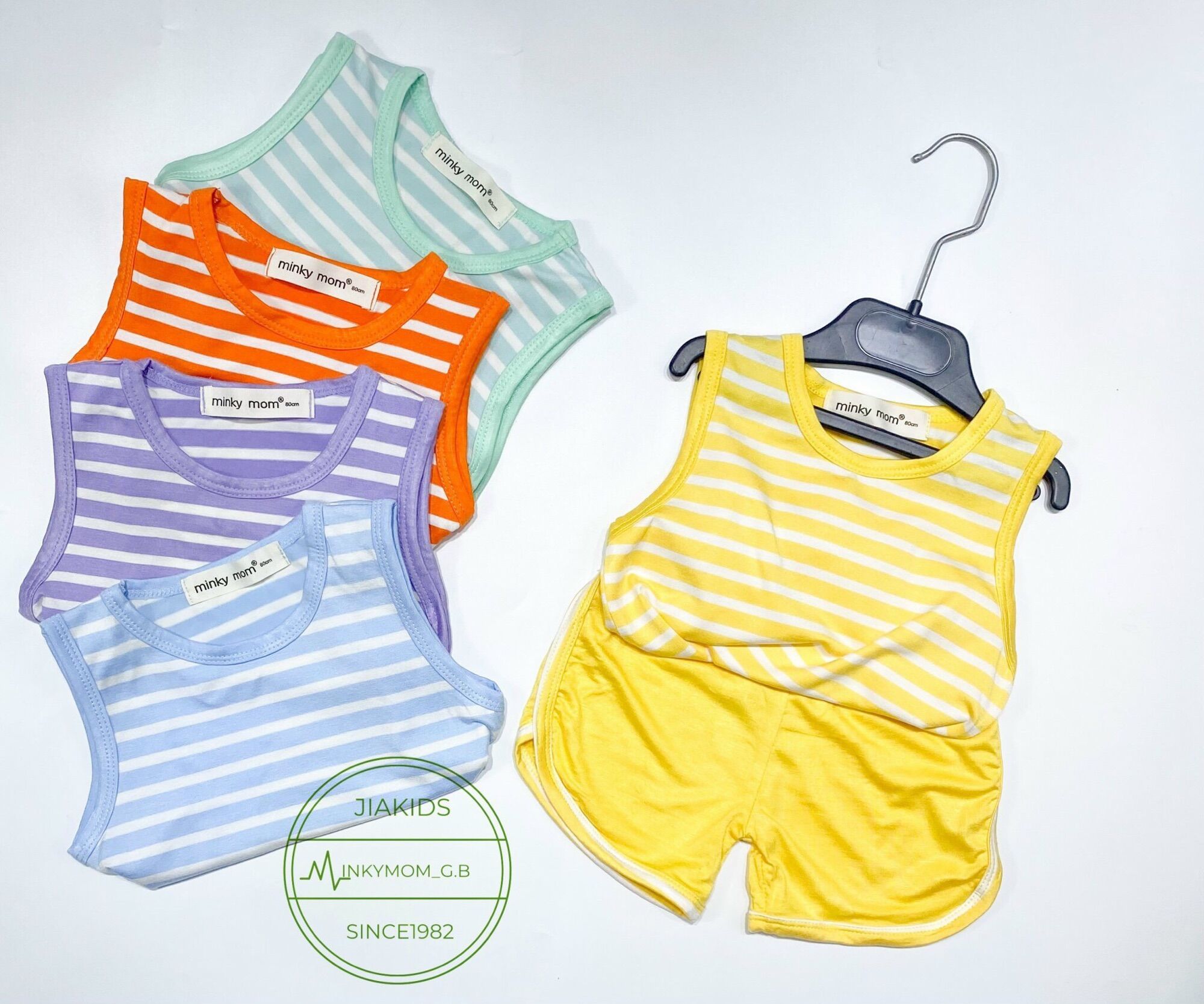 Bộ Ngắn Tay THUN LẠNH MINKY MOM Áo Sọc Quần Trơn Cho Bé Hàng Cao cấp 8-20kg