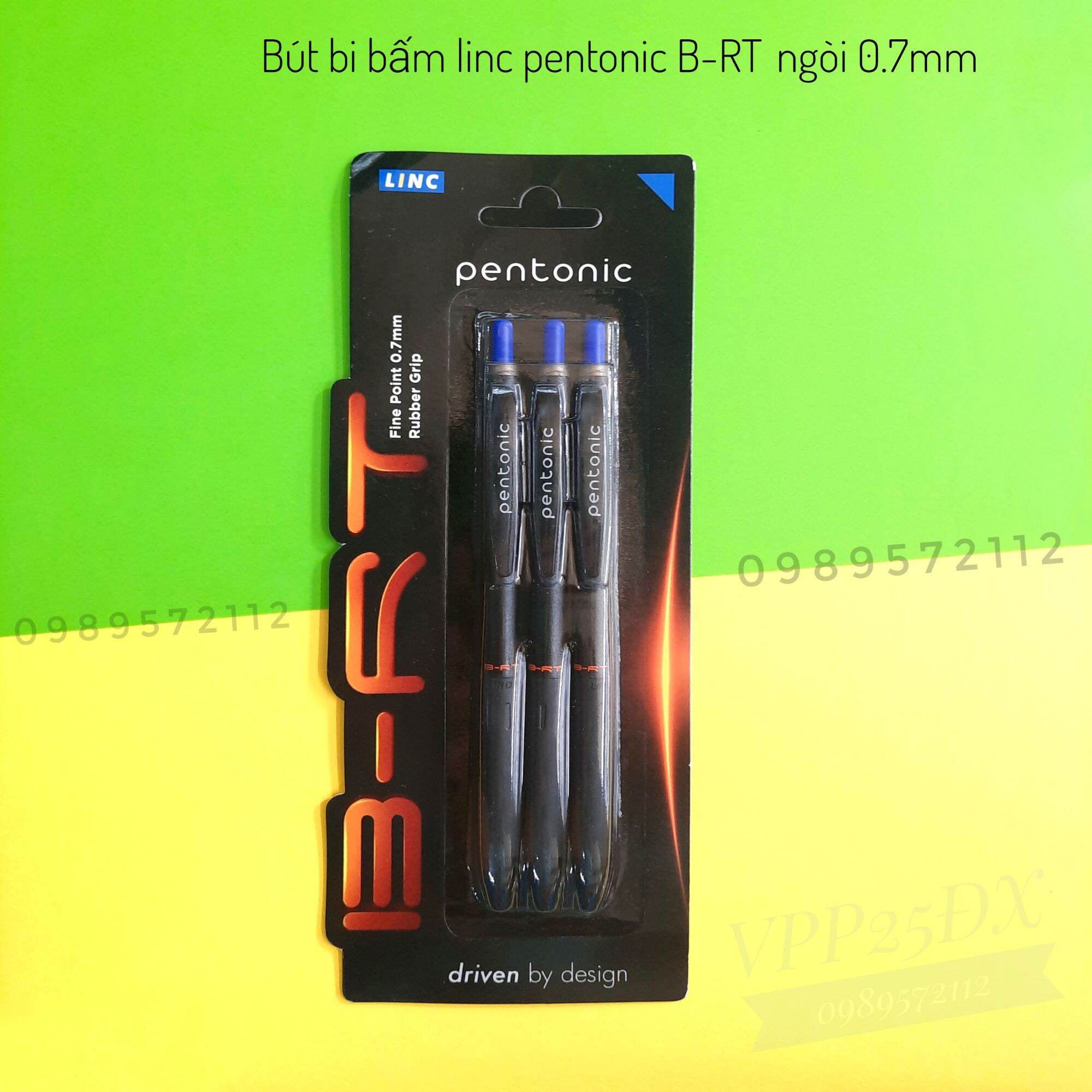 Bút bi bấm Linc pentonic 0.7mm (vỉ 3 cái)
