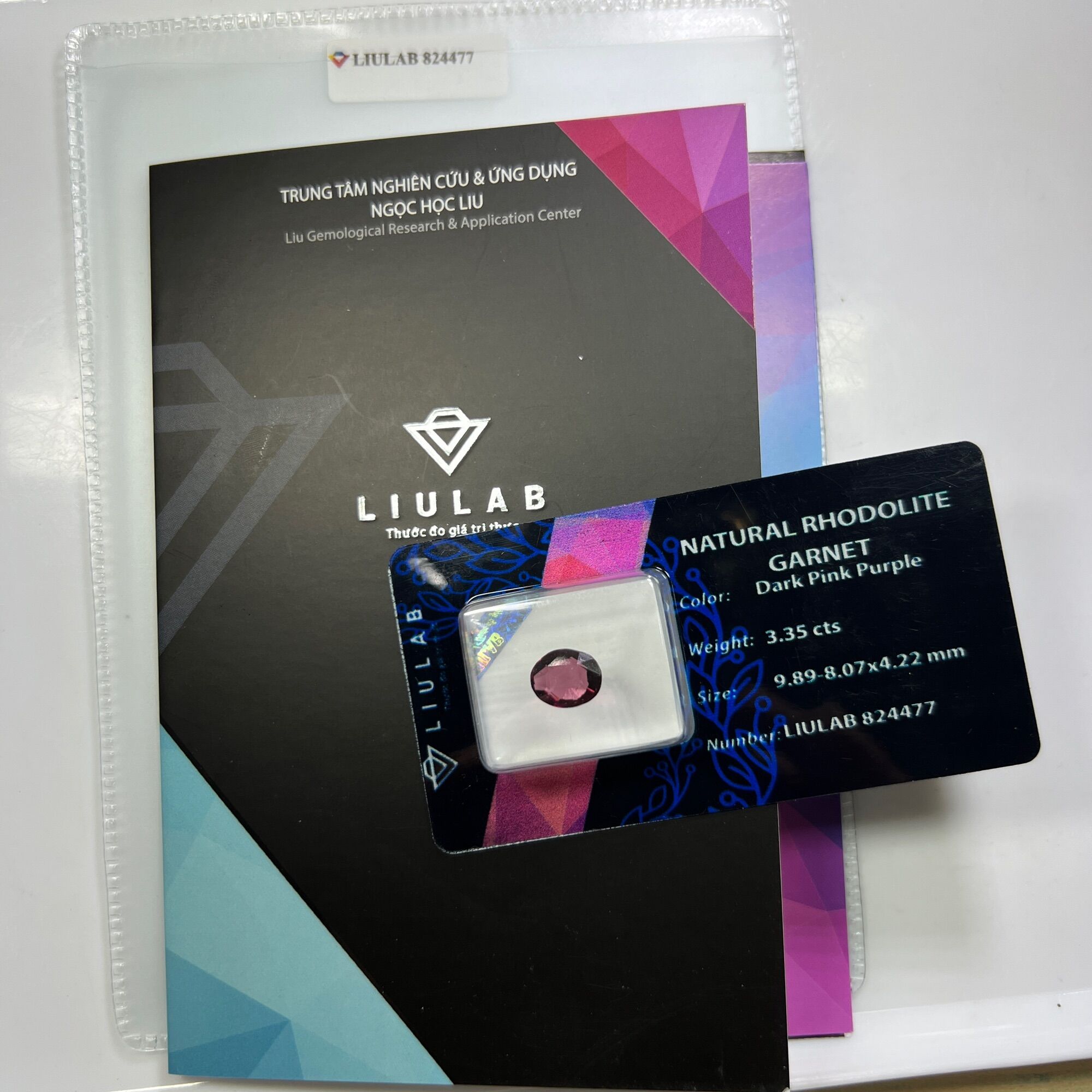 824477-ĐÁ GARNET  TÍM ,HỒNG ( THIÊN NHIÊN ) ĐÃ KIỂM ĐỊNH LIULAB