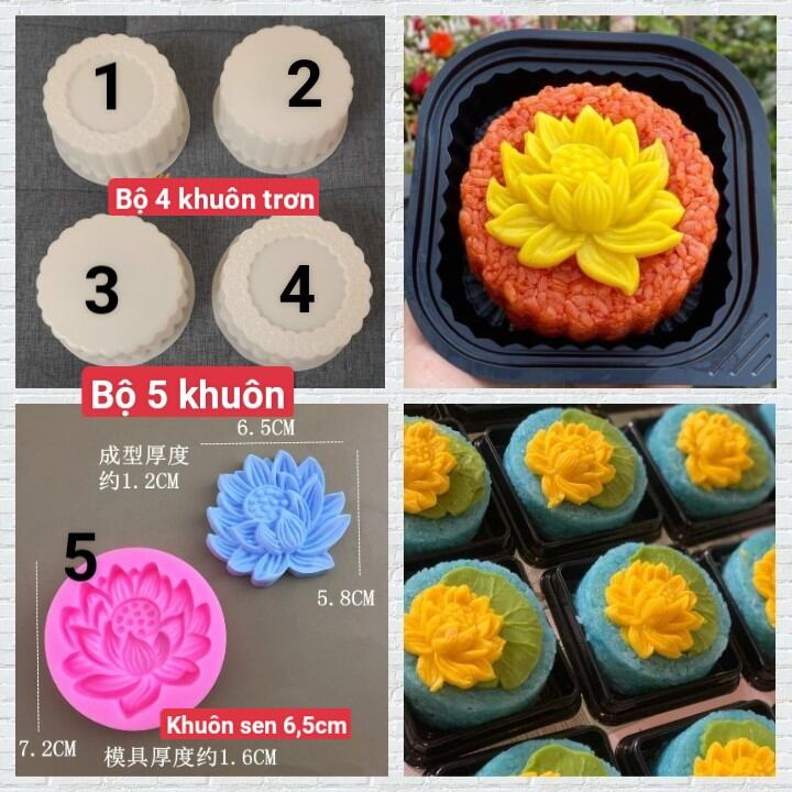 Bộ 5 khuôn làm thạch rau câu, cơm xôi hình hoa sen