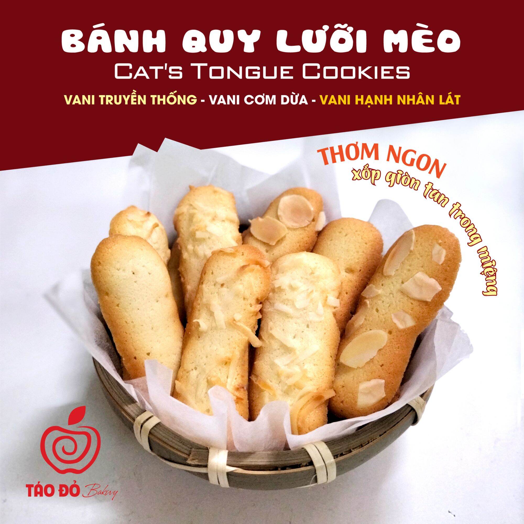 Bánh quy lưỡi mèo 100g - xốp giòn thơm ngon