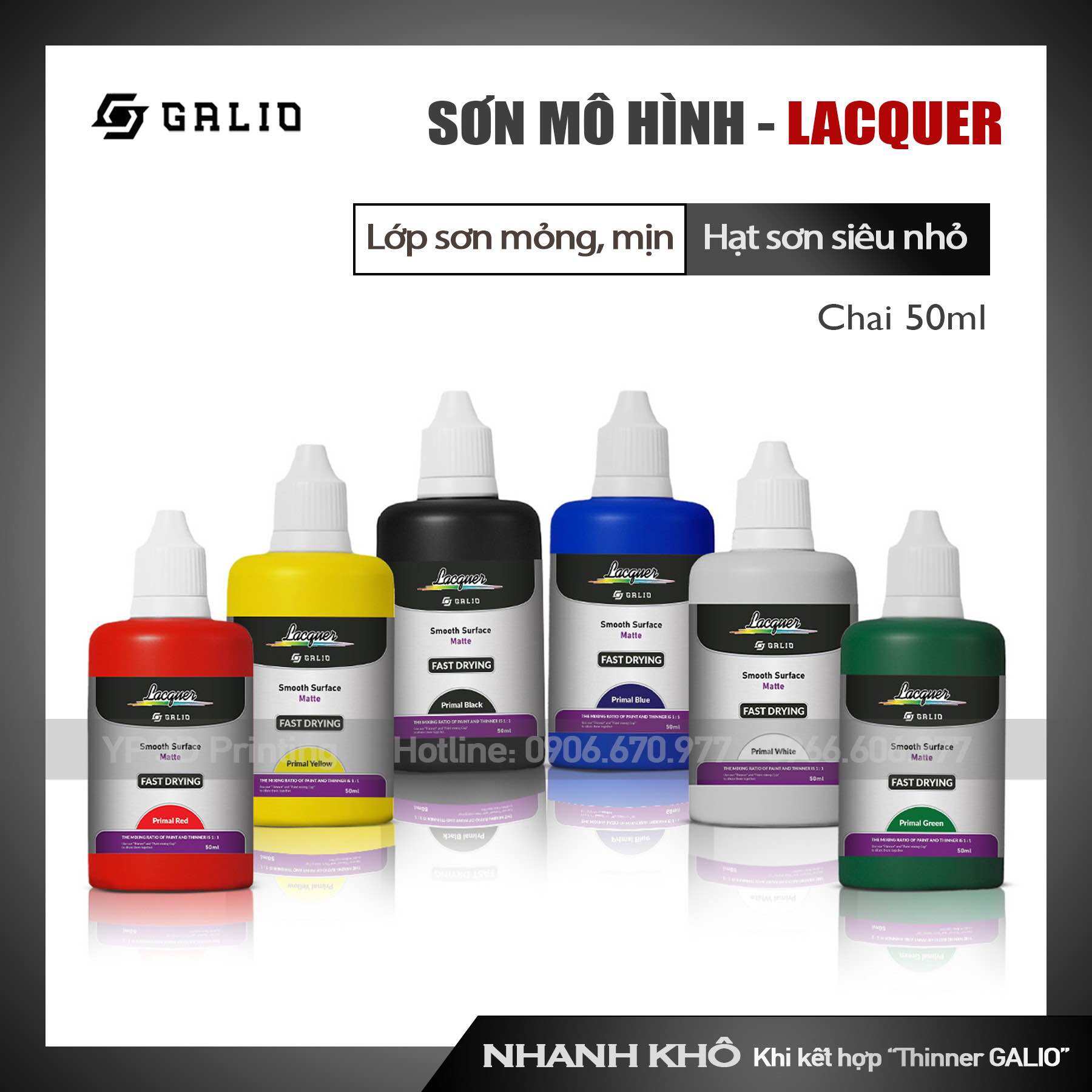 [GALIO - Sơn Lacquer] Sơn Mô hình chuyên dụng - Chai 50ml