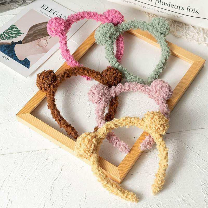 Băng đô bờm cotton phối tai gấu pkt04